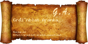 Grünblat Aranka névjegykártya